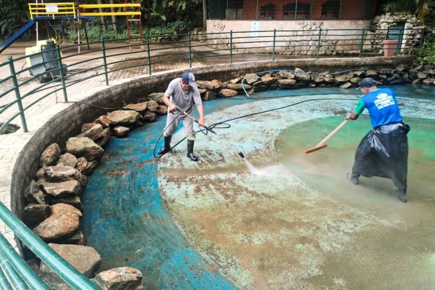 Lago da Fonte Santo Agostinho recebe intervenção para reparar danos na estrutura