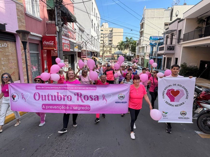 Caminhada do Outubro Rosa mobiliza moradores em Serra Negra